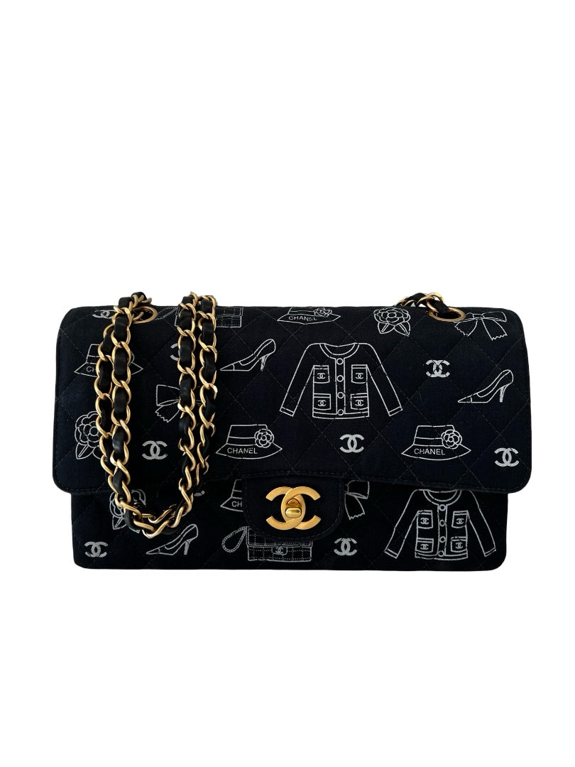 Chanel Navy 2002 Double Flap Icon Shoulder Bag. Size: Medium