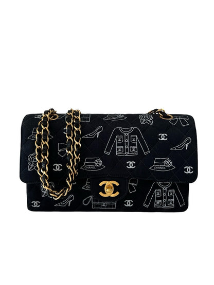 Chanel Navy 2002 Double Flap Icon Shoulder Bag. Size: Medium