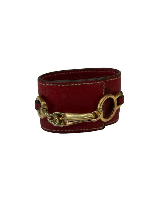 Prada Red Horse Bit Leather Bracelet.