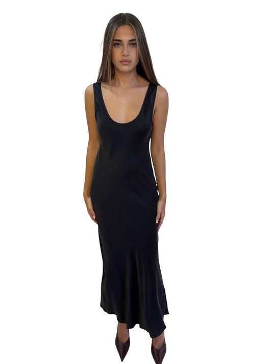 Silk Laundry Black Silk Scoop Dress. Size: XS