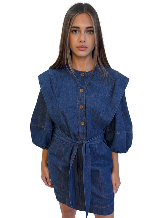 Zimmermann Dark Denim Neck Tie Dress. Size: 1