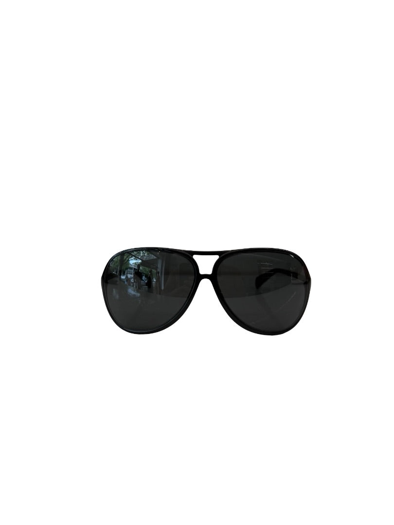 Prada Black Curved Aviator Sunglasses.