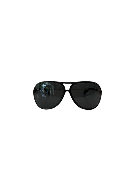 Prada Black Curved Aviator Sunglasses.
