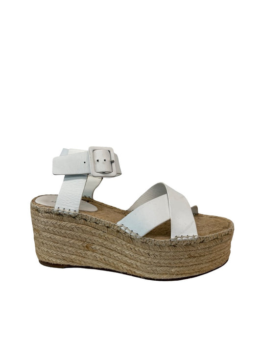 Celine White Leather Platform Espadrille Wedges. Size: 40