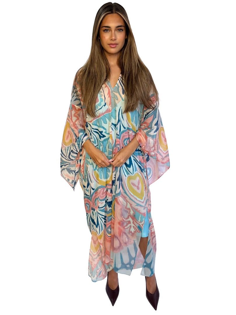 Etro Multi-Colour Sheer Print Kaftan. Size: 48