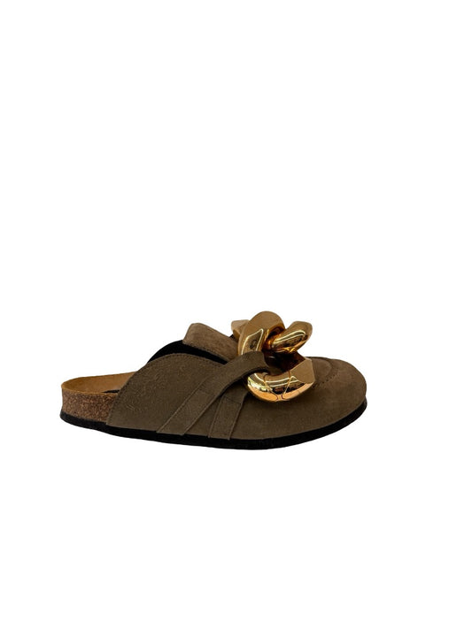 JW Anderson Khaki Suede Chain Mules. Size: 37