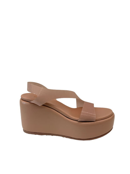 Gianvito Rossi Nude 'Flexi Nappa' Platform Wedge Sandals. Size: 38