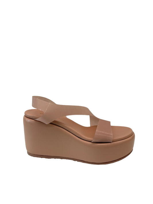 Gianvito Rossi Nude 'Flexi Nappa' Platform Wedge Sandals. Size: 38