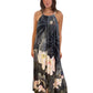 Camilla Grey & Multicolour Lotus Print Halter Neck Maxi Dress. Size: M