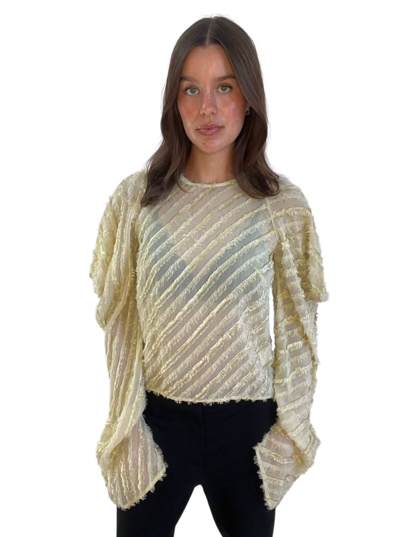 Sid Neigum Gold Oversized Frilled Top. Size: 0