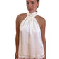 Zimmermann White Silk Sleeveless Ribbon Neck Blouse. Size: 0