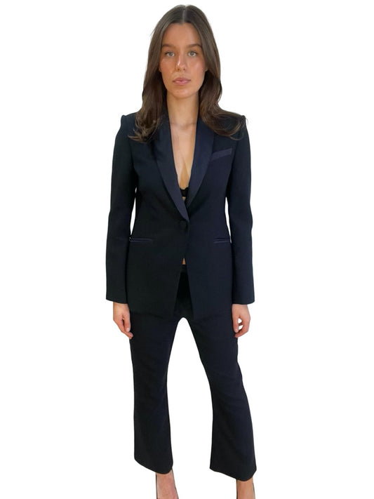 Camilla & Marc Navy Satin Back Crepe Jacket & Trouser. Size: 10