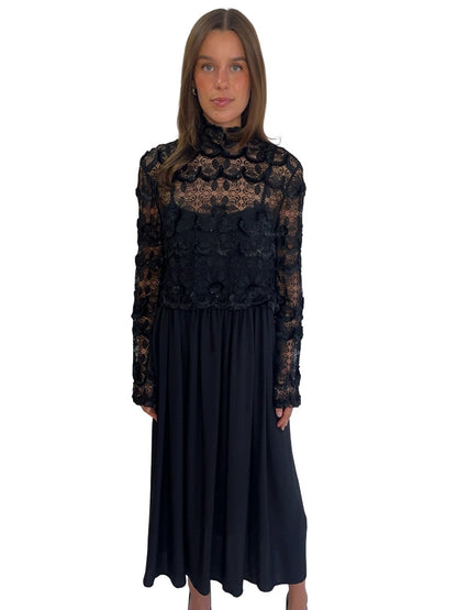 Scanlan Theodore Black Lace Tassel Top/Dress Set. Size: 10