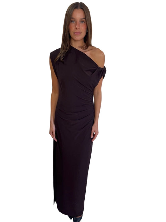 Camilla & Marc Chocolate 'Annalise' Draped Maxi Dress. Size: 8
