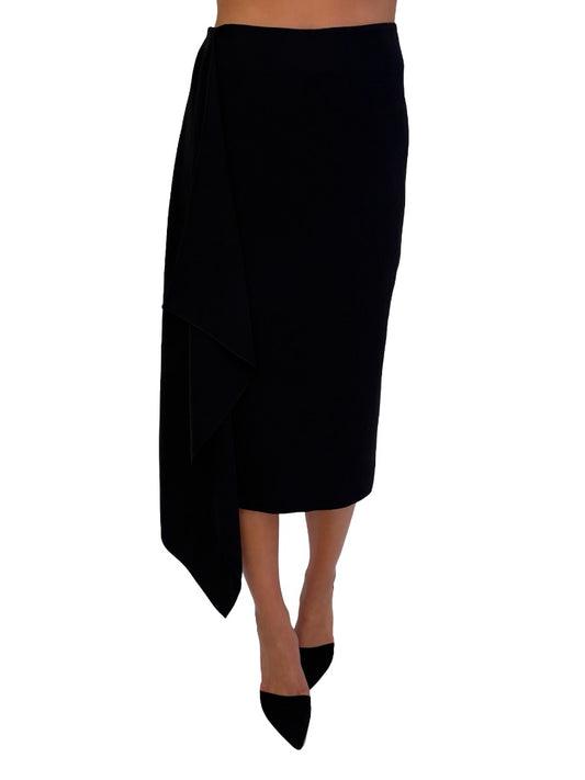 Carla Zampatti Black Asymmetric Hem Skirt. Size: 6