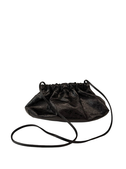 A-Esque Black Metallic Leather Crossbody / Clutch Bag.