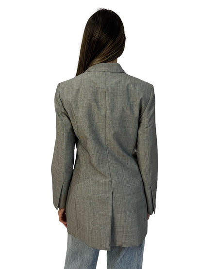 Helmut Lang Grey Double Breasted Wool/Mohair Blazer. Size: 4