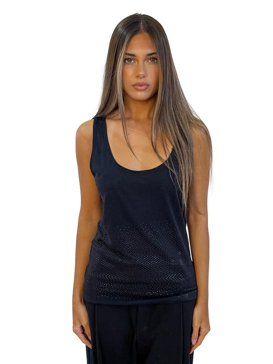 Dries Van Noten Black Speckled Tank Top. Size: S