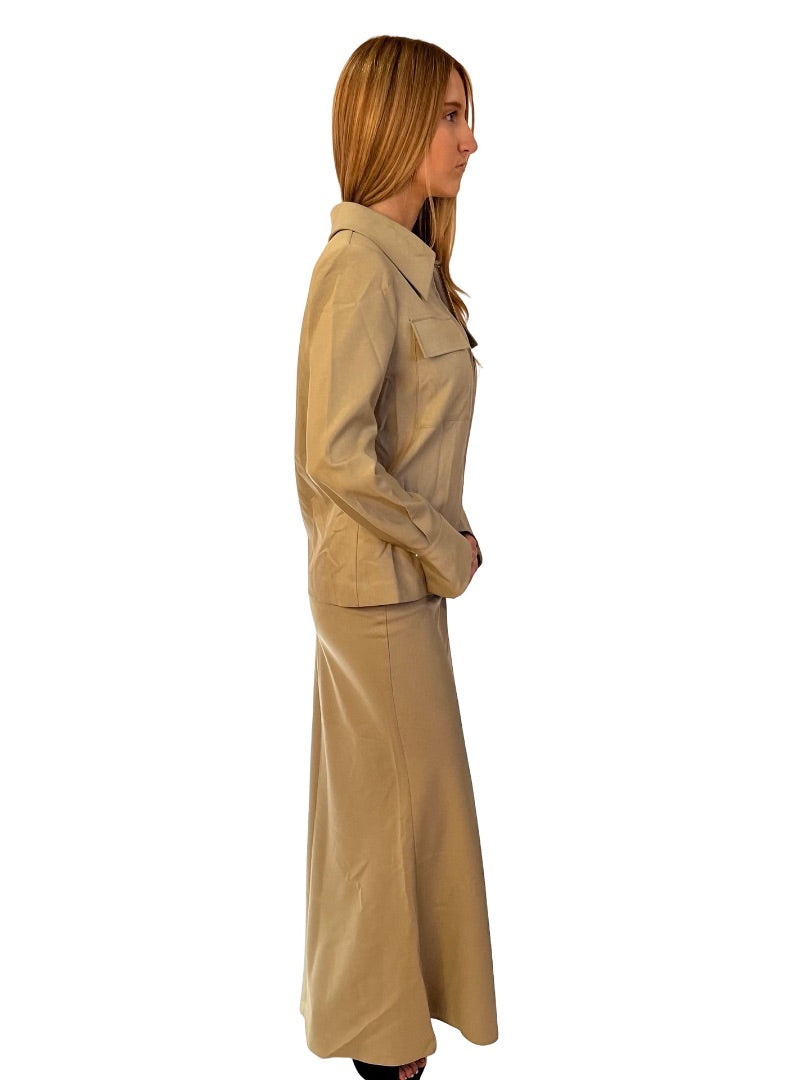 Self Portrait Golden beige Shirt Jacket & Skirt/Dress Set. Size: 6