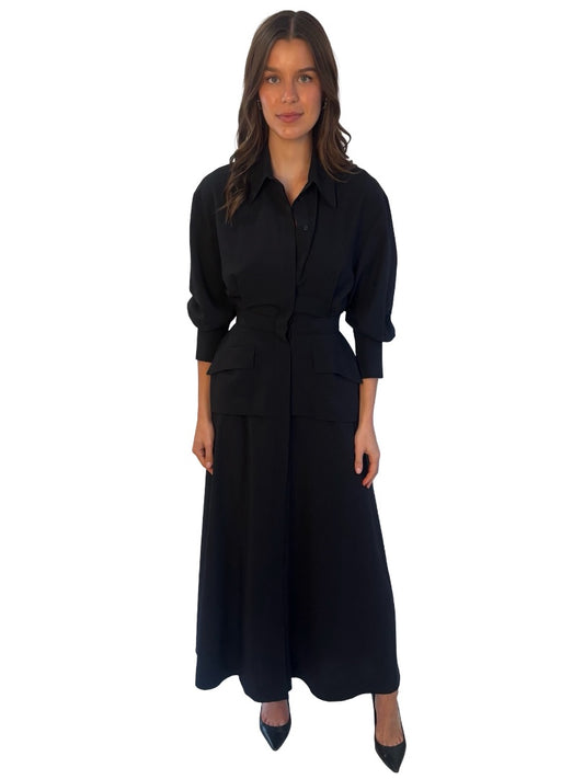 Camilla & Marc Black Shirt Dress w/ Skirt Overlay. Size: 6