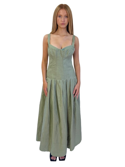 Nicholas Green Bodice Pleated Linen Dress. Size: 10