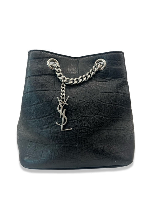 Yves Saint Laurent Black Classic Baby Emanuelle Chain Bucket Bag.