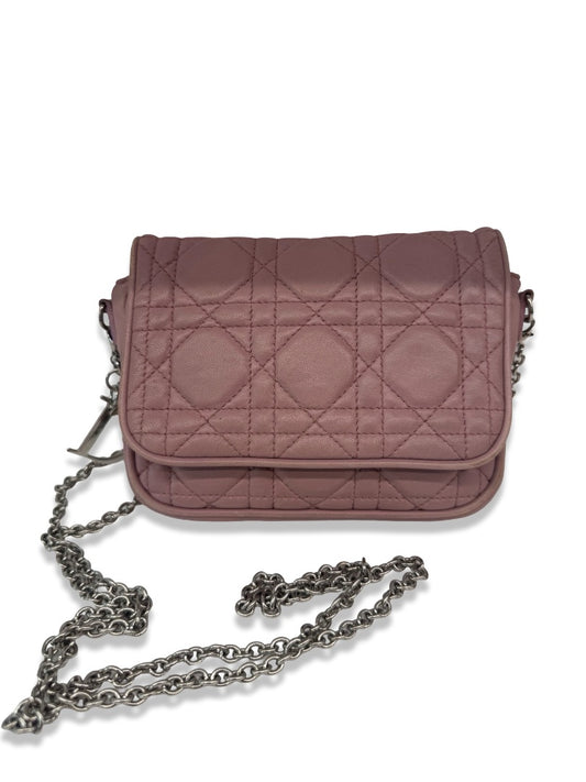 Christian Dior Rose Mini Leather Shoulder Bag.