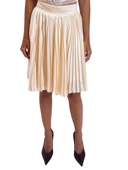 Aje Cream 'Wondrous' Pleated Satin Skirt. Size: 4 AU