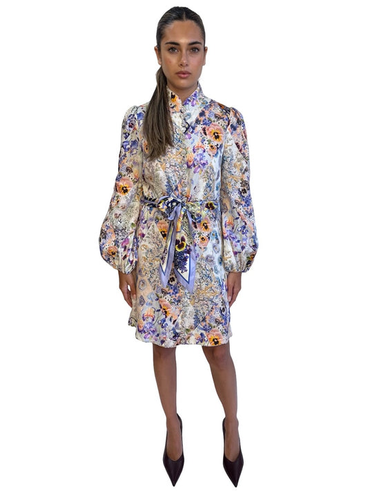 Zimmermann Purple / Multi-Colour Iris Floral Print mini Dress. Size: 1