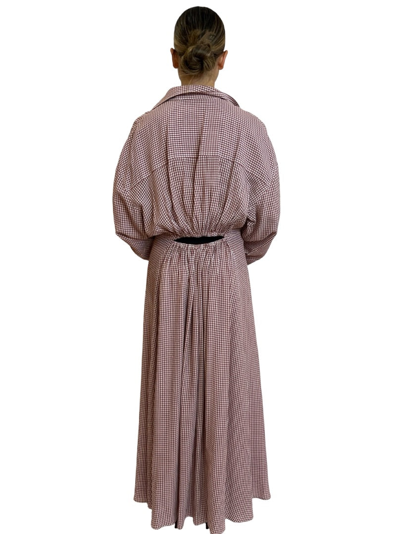 Scanlan Theodore Red / White Gingham Long Sleeve Dress. Size: 12