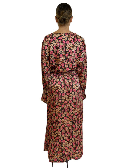 Second Female Pink / Orange / Black Flower Print Dress. Size: L