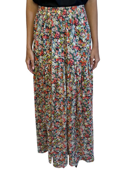 Scanlan Theodore Multi-Colour Floral Print Maxi Skirt w/ Split. Size: 8