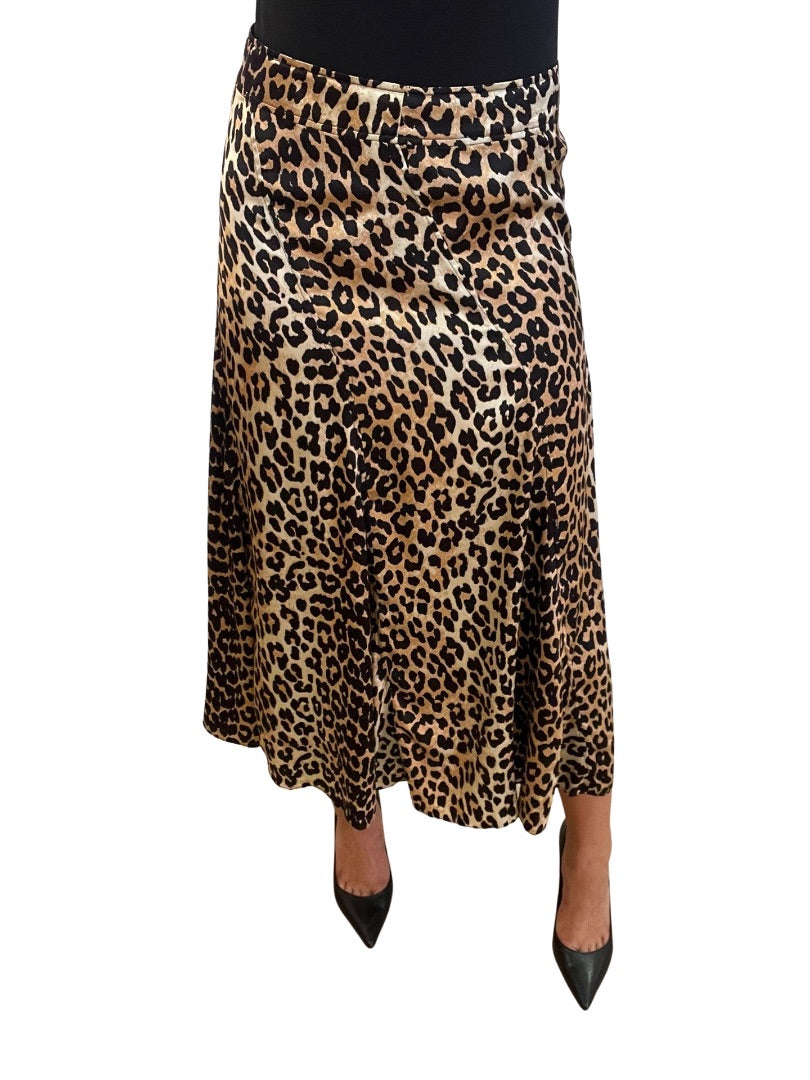 Ganni Animal Print Long Silk Skirt. Size: 40