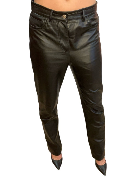 SportMax Black Leather Pants. Size: M-L