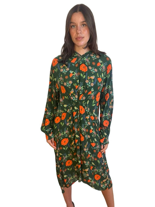 Scanlan Theodore Green Floral Midi Dress. Size: 8