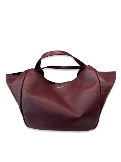 Giorgio Armani Burgundy Large Hobo Nappa Leather Bag.