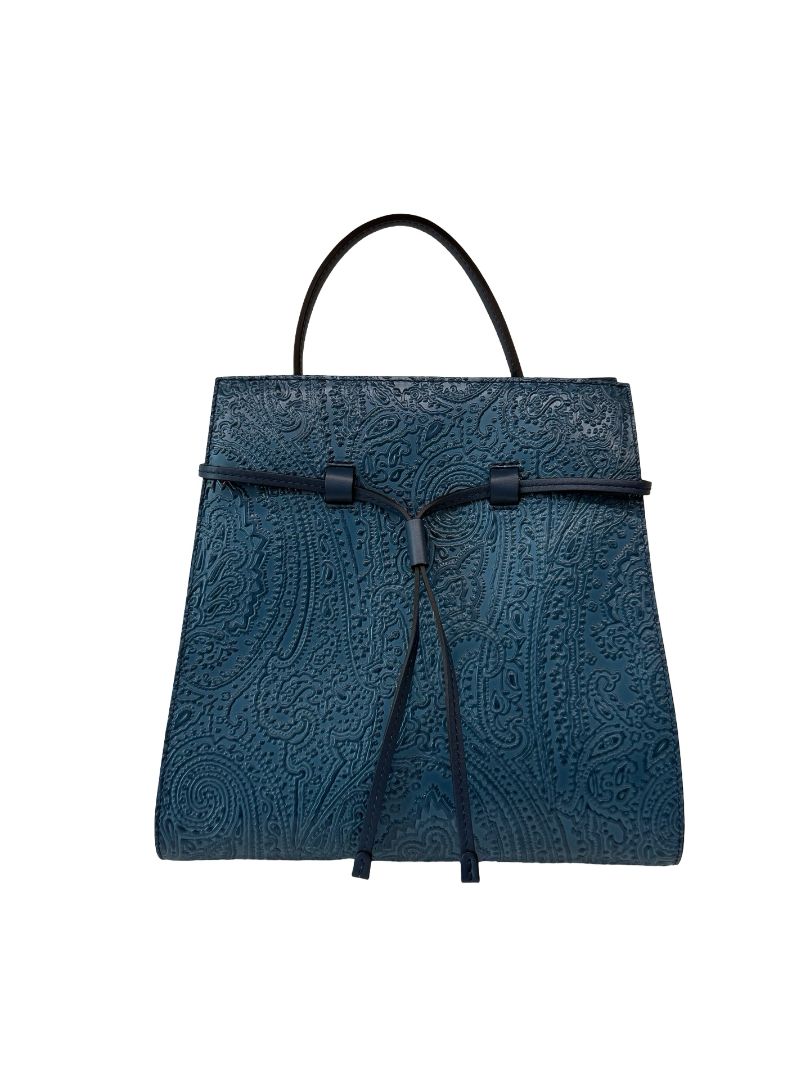 Etro Blue Paisley Drawstring Tote Bag.