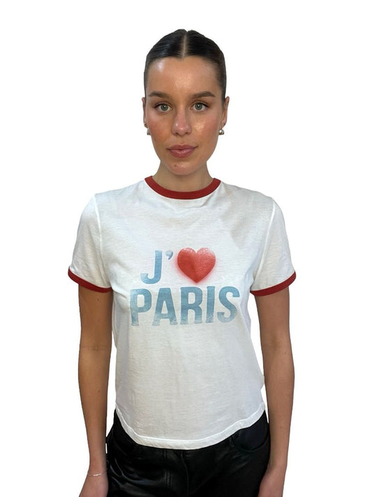 Christian Dior White 'I Love Paris' Baby Tee. Size: XS