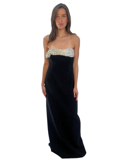Rachel Gilbert Black 'Charlotte' Embellished Gown. Size: 14