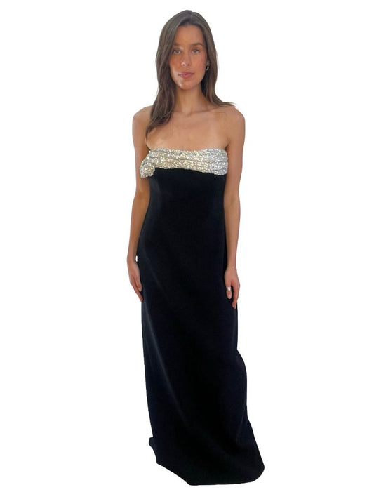 Rachel Gilbert Black 'Charlotte' Embellished Gown. Size: 14