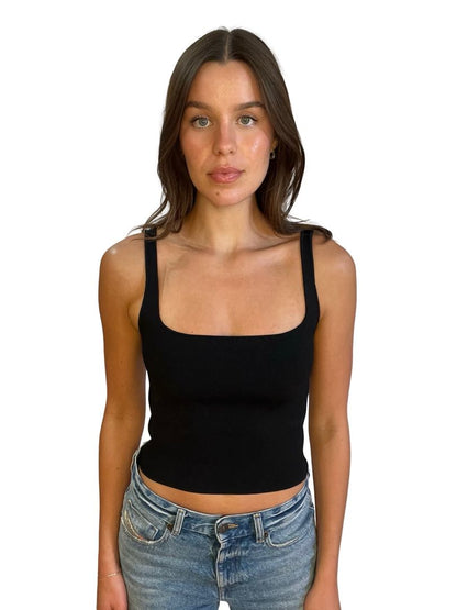 Scanlan Theodore Black Crepe Knit Square Camisole. Size: S