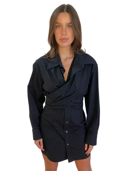 alexanderwang.t Midnight Wrap Button Down Shirt Mini Dress. Size: 4