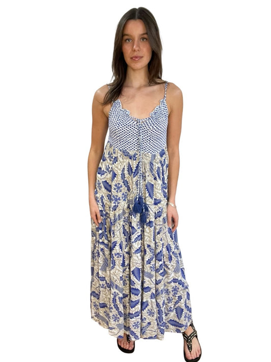 Cecilie Blue & White Maxi Dress. Size: 8