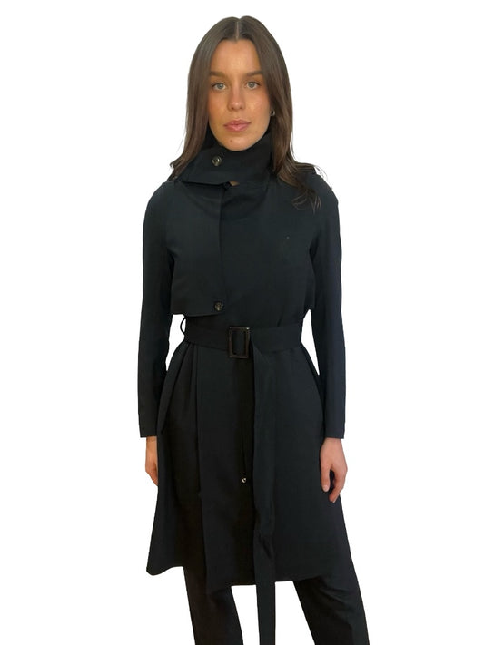Rick Owens Black Big Pocket Trench Coat. Size: 8