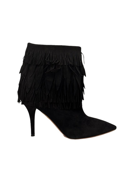 Aquazzura Black Suede Fringe Boots. Size: 35
