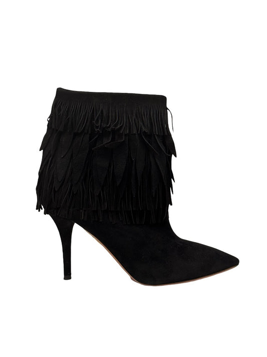 Aquazzura Black Suede Fringe Boots. Size: 35