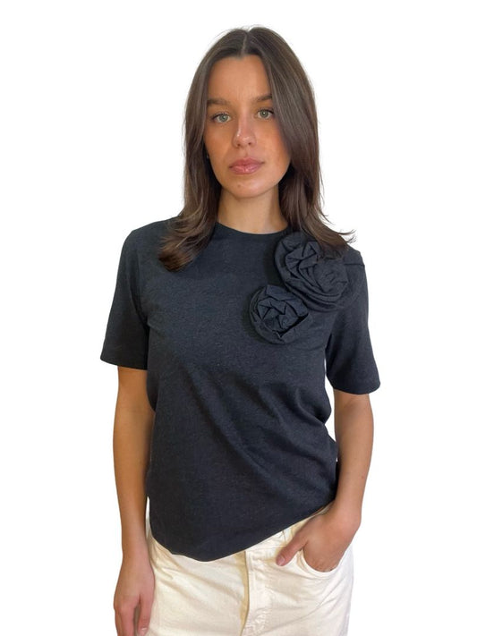 Simone Rocha Grey Rose Applique Tshirt. Size: S