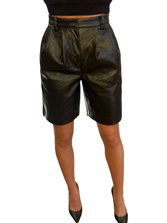 Wilfred Black Faux Leather Long Shorts Size: 27