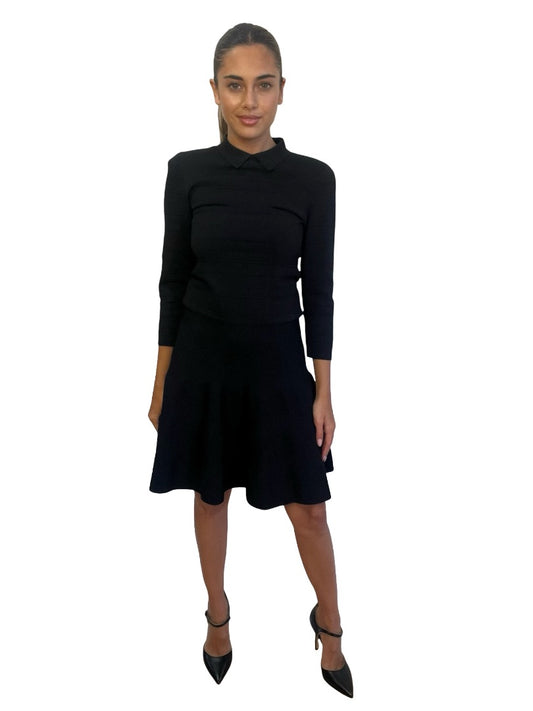 Scanlan Theodore Black A Line Long Sleeve Knit Dress. Size: M