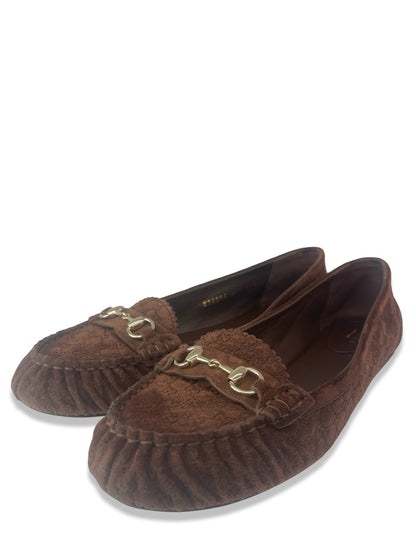 Gucci Brown Suede Horsebit Loafers. Size: 40.5